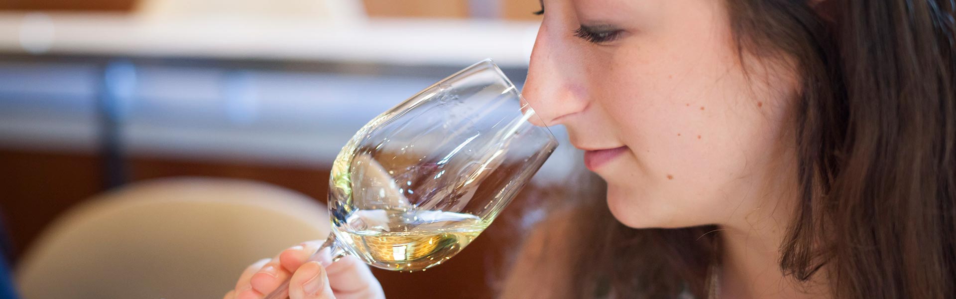 CIA Master's Degree in Wine Management student tasting wine.
