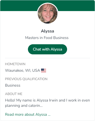 Chat with current CIA master’s in Food Business student Alyssa